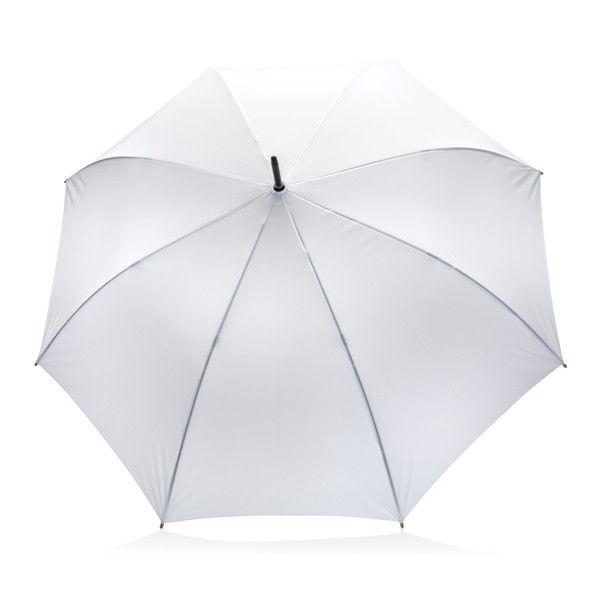 Impact Aware™ RPET dežnik, bambus, avto. odpiranje, 137 cm -Bela