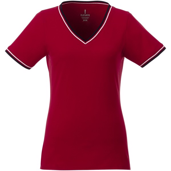 Camiseta de pico punto piqué para mujer "Elbert" - Rojo / Azul Marino / Blanco / M
