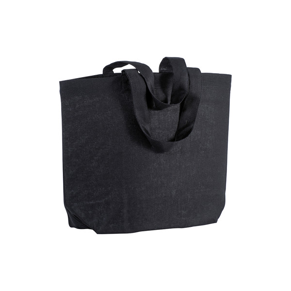 120 G/M2 Cotton Shopping Bag, Short Handles And Bottom Gusset - Black