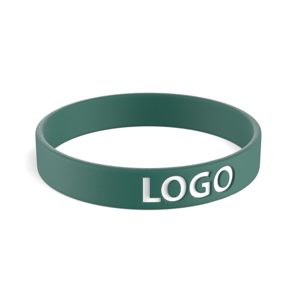 Customised silicone wristbands (12mm width) - Dark Teal Green / 18x1.2x0.2cm