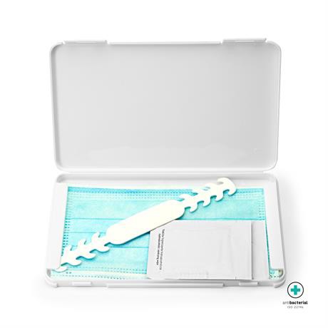 Personalised face mask case in antibacterial polypropylene with double closure