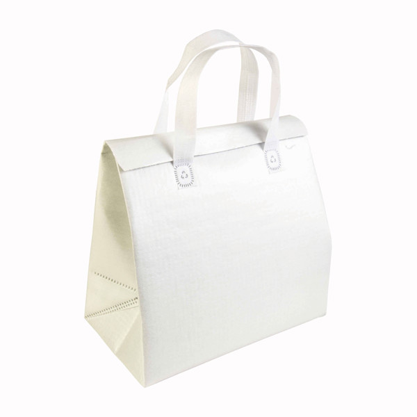 Laminated Non Woven Cooler Bag 100 G/M2 With Velcro Closure, 27 X 28 X 6 Cm - White