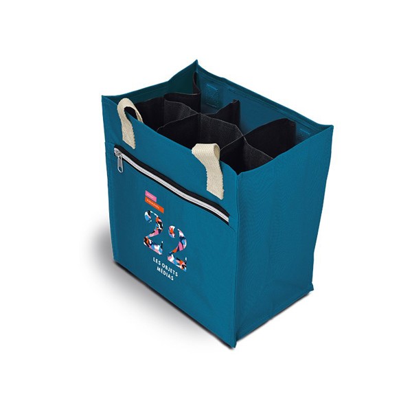 SAC SHOPPING 6 BOUTEILLES - Gris