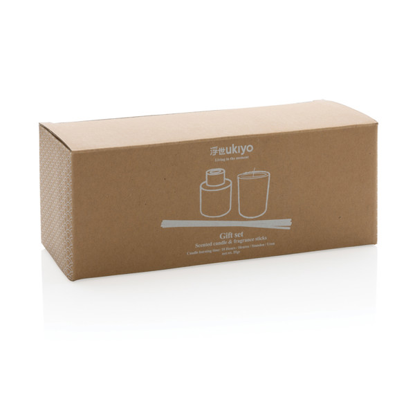 Ukiyo gift set, soy candle, 10h burn time - White