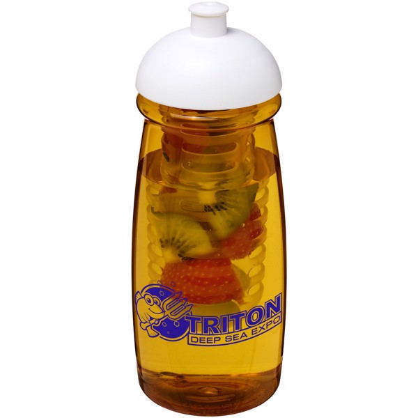 Sportovní láhev s infuzérem a kupolovitýmvíčkem H2O Pulse® 600 ml - Žlutá / Bílá