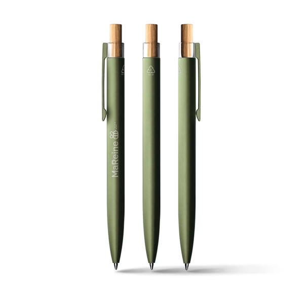 STYLO BILLE ECRITURE BLEUE EN ALU RECYCLE - Gris