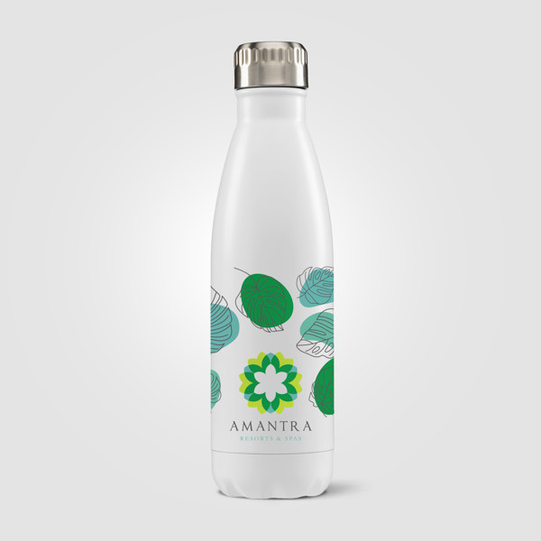 Ibiza - 475 ml Double-Wall Stainless Steel Bottle - White / Silkscreen