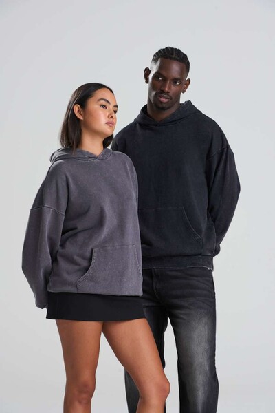 Vintage Washed Hoodie - Washed Black / XS