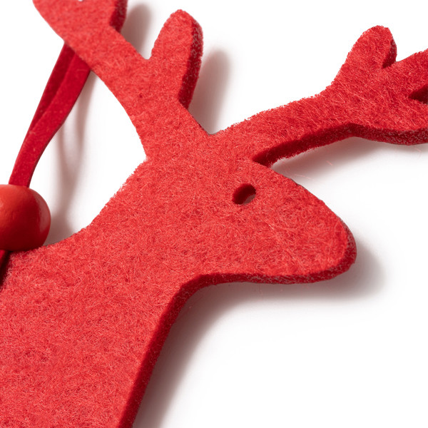 Set de adornos navideños personalizado de fieltro con estrella, árbol y reno