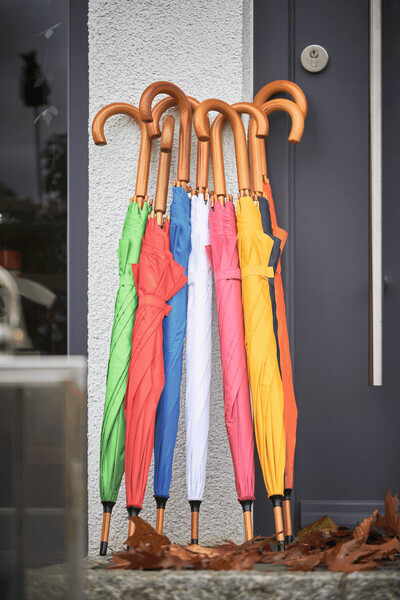 Automatic Wooden Stick Umbrella Tango - White