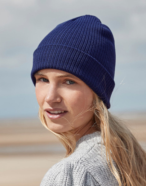 Organic Cotton Fine Knit Beanie - Black / ONE SIZE