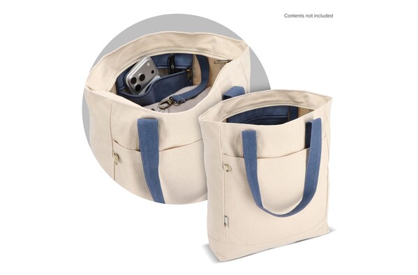Sac carrier Canvas InSideOut Reuuz 33 x 42 x 10 cm - Ecru / Bleu gris
