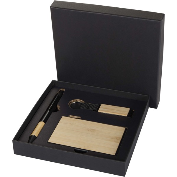 Minka RCS recycled aluminium ballpoint pen, keychain and RFID card holder gift set