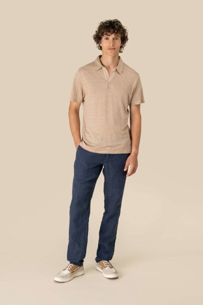 Men’S Linen Polo Shirt - S