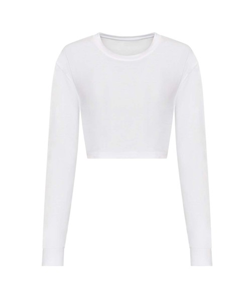 Women's L/S Cropped T - Solid White / XS