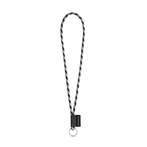 75093. SET Lanyard TUBE Long (Ø 7 mm) com Argola Ø 32 mm - Preto / Cinzento