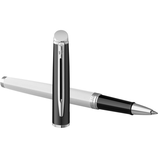 Stylo roller Waterman Hemisphere avec habillage palladium (encre noire) - Blanc / Noir