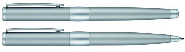 Parure Image Chrome Senator® Composée D'un Stylo À Bille, D'un Roller Et D'un Étui En Cuir. - Métal