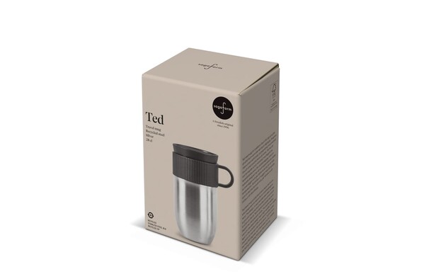 Mug isolé Sagaform Ted, 280ml, étanche et lavable au lave-vaisselle - Argent