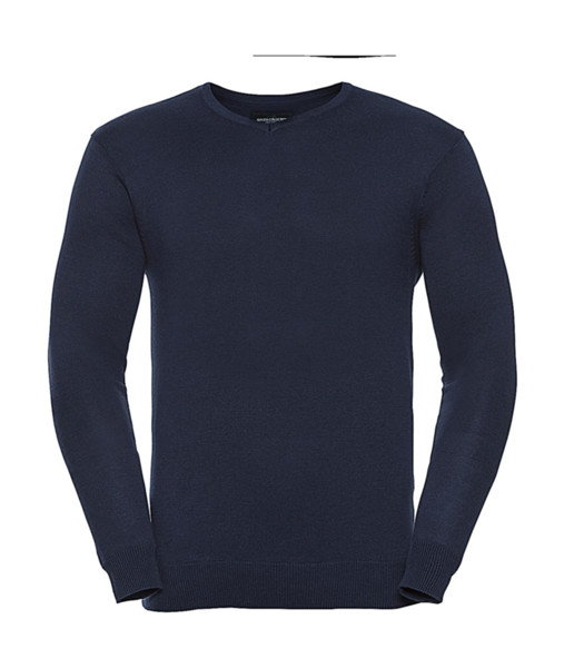 Men's V-Neck Knitted Pullover - Black / XS
