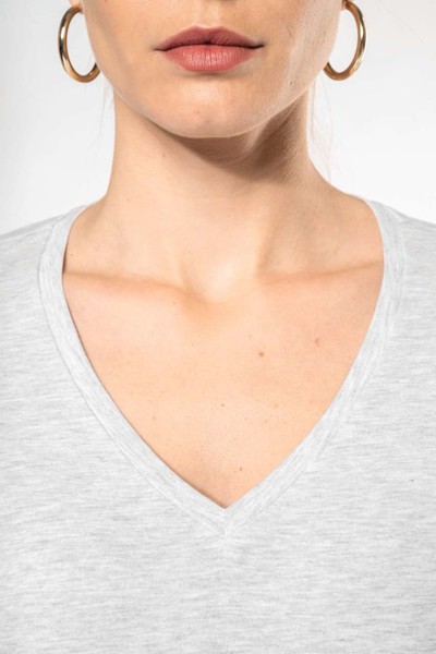 Ladies' Long-Sleeved V-Neck T-Shirt - White / L