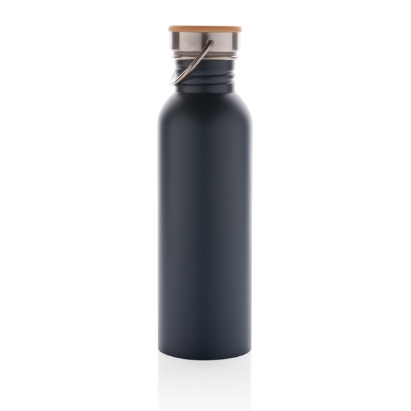 Bouteille en acier inoxydable avec couvercle en bambou - Bleu