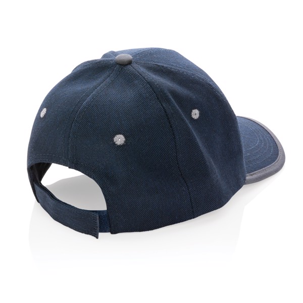 Casquette contraste 6 panneaux coton recyclé Impact AWARE™ - Bleu Marine