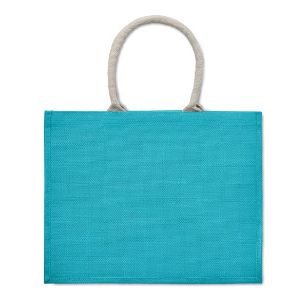 Aura jute shopping bag, 43x34x20 cm - Turquoise
