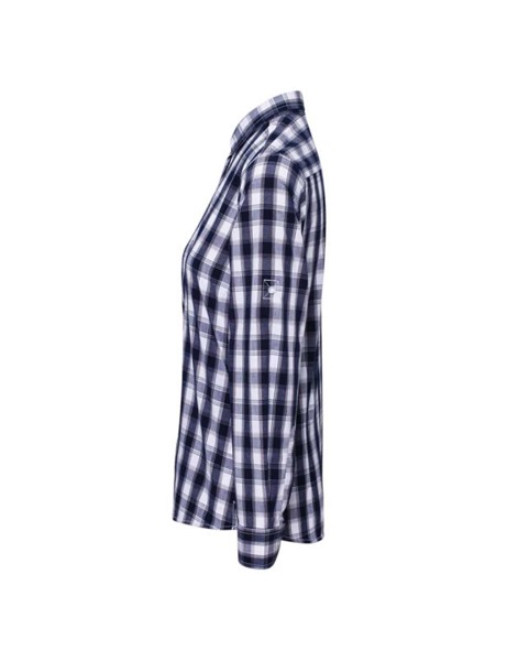 'Mulligan' Check - Women's Long Sleeve Cotton Shirt - White / Navy / L