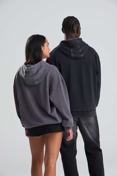 Vintage Washed Hoodie - Washed Black / XS