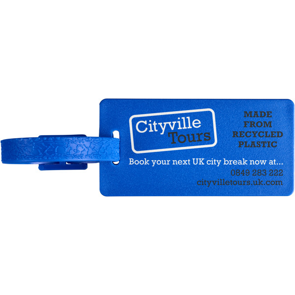 Étiquette à bagages River recyclée avec fenêtre - Bleu