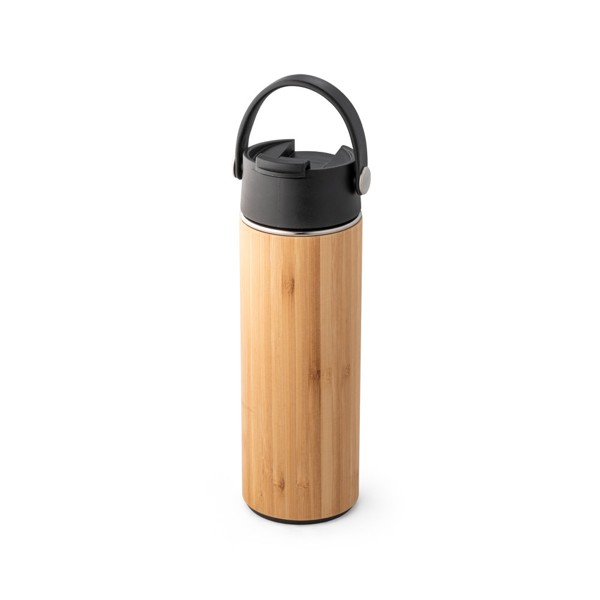 LAVER. Bouteille thermos 440mL en bambou, acier inox et PP