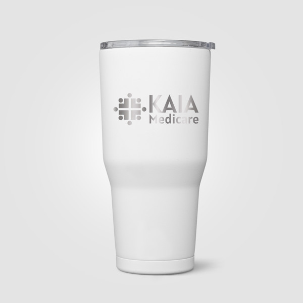 Grosche Yukon Stainless Steel Slider Lid Tumbler – 890 ml - White / Laser