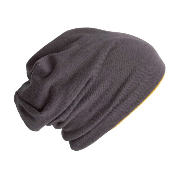 Knitted Beanie - Dark Grey / Senape Melange