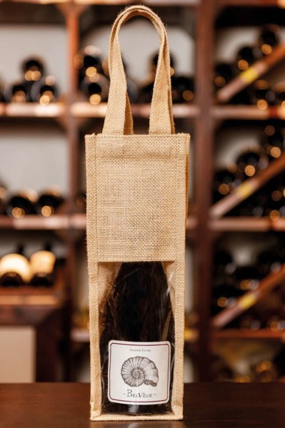 Jute Bottle Bag - Cherry Red / Gold