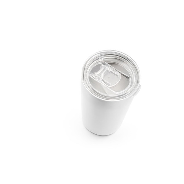 SLIDER. Tasse de voyage 380mL en acier inox - Blanc