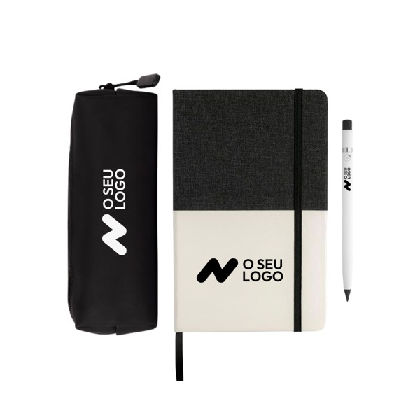 Kit Ideais Brilhantes - Bloco de Notas + Estojo + Caneta + impressão