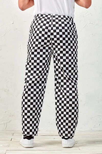 'Essential' Chef's Trousers - Black / White Check / L