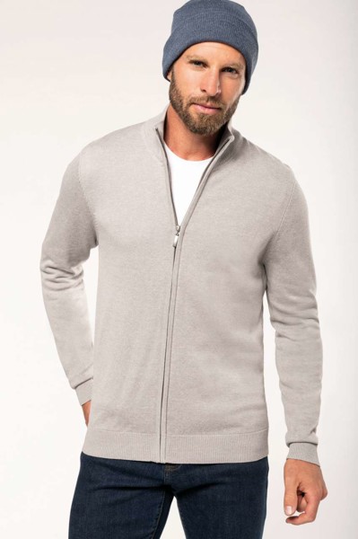 Men's Full Zip Cardigan - Grey Melange / S