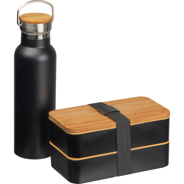 Lunch set vacuum flask & box STEPHAN - Black