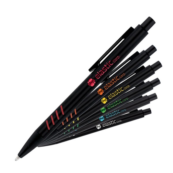 STYLO BILLE ECRITURE BLEU CORPS ET CLIP METAL SOUS COUCHE COLOREE - Argent
