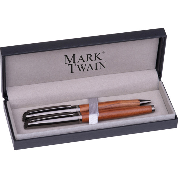 Mark Twain wooden writing set KATRINA - Brown