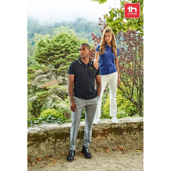 THC ROME. Polo bicolore en coton pour hommes - Gris / S