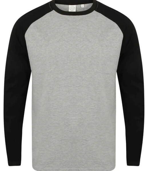 Men's Long Sleeved Baseball T - White / Oxford Navy / XS