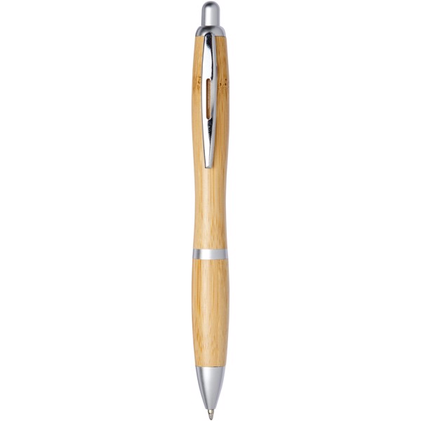 Stylo bille en bambou Nash (encre bleue) - Naturel / Argent