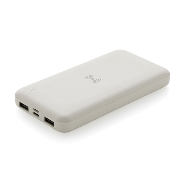 RCS standard recycled plastic wireless powerbank - White