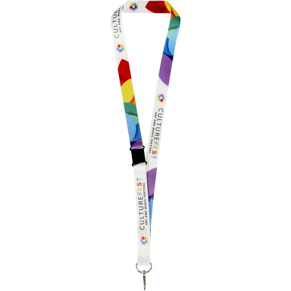 Lois sublimation RPET lanyard with safety breakaway - White / 25mm