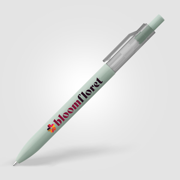 Stylo Nimbus à clip translucide rPET - Sarcelle / Jet d’encre 4 couleurs