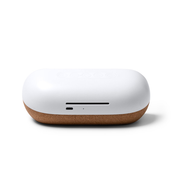 Altavoz inalámbrico personalizado de ABS reciclado y corcho 10W con micrófono manos libres