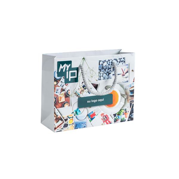 Petit Sac En Papier, Horizontal, Brillant - Blanche